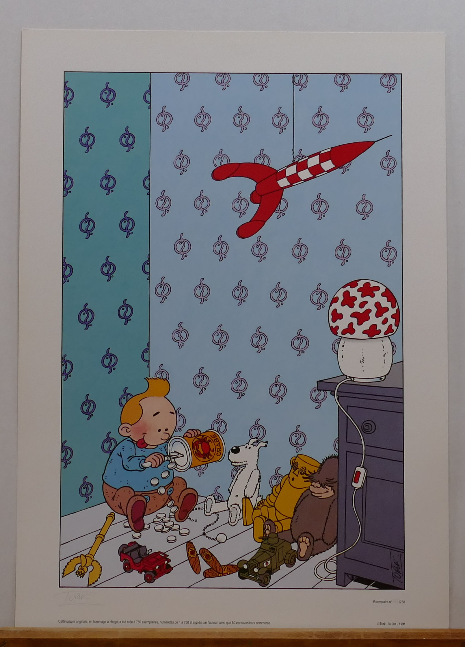Turk  Hommage a Tintin enfant offset 750 ex signe
