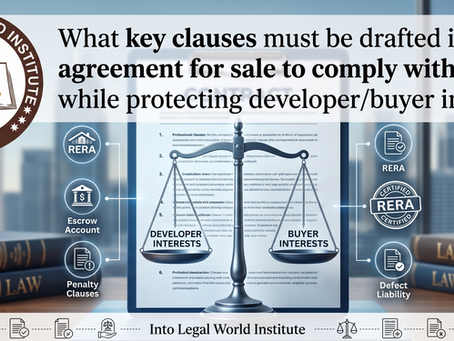 What key clauses must be drafted into an agreement for sale to comply with RERA while protecting developer/buyer interests?