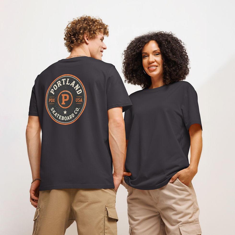 Thumbnail: Unisex organic ribbed neck t-shirt (Vintage Logo)