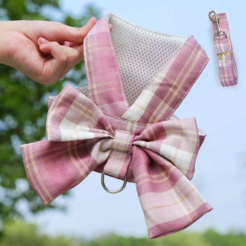 Thumbnail: Plaid Bow Vest Type Leash 