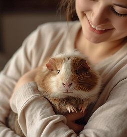 woman holding guinea pig