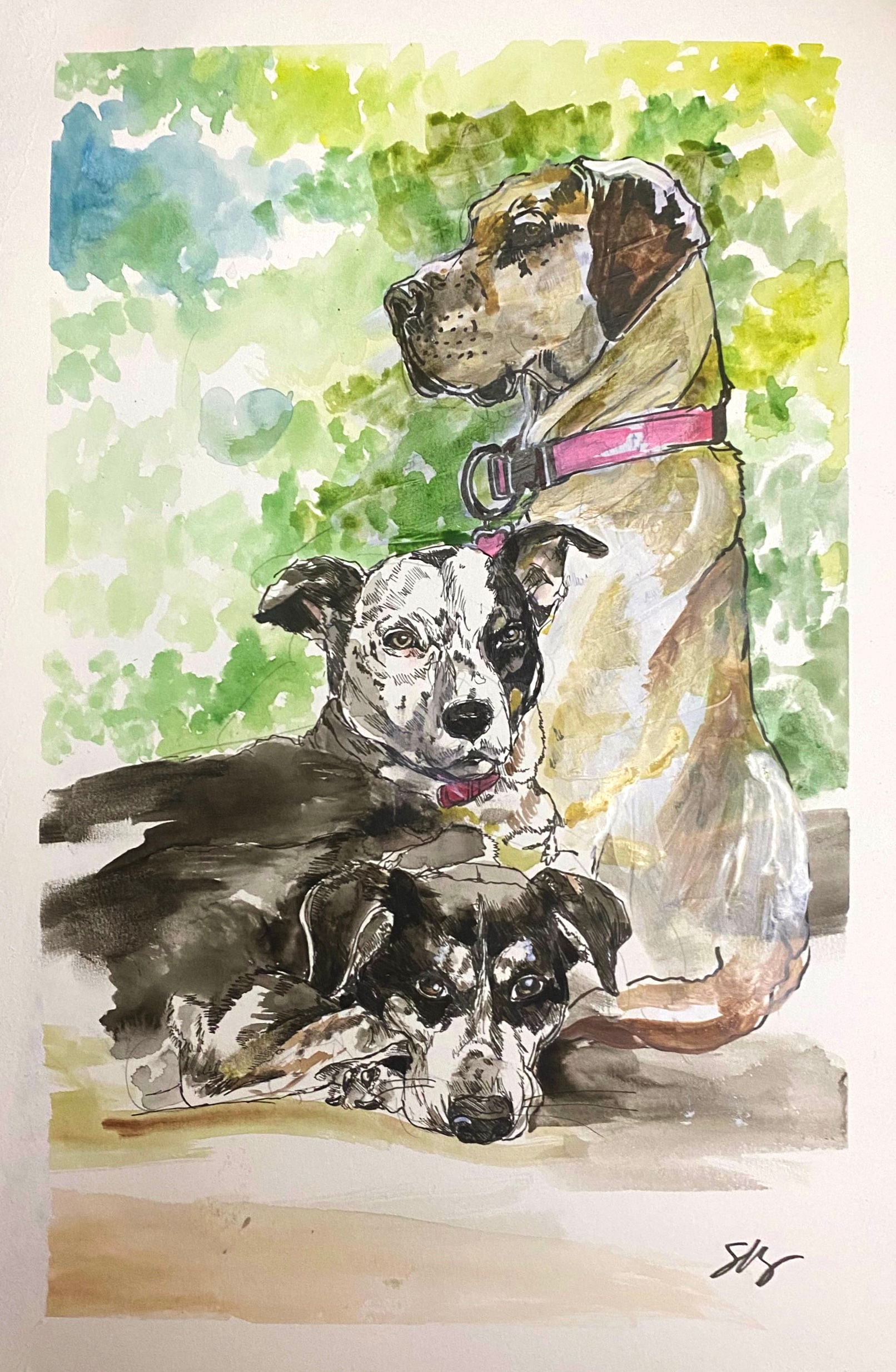 Multi Pet Portrait - 8x11 inch cardstock