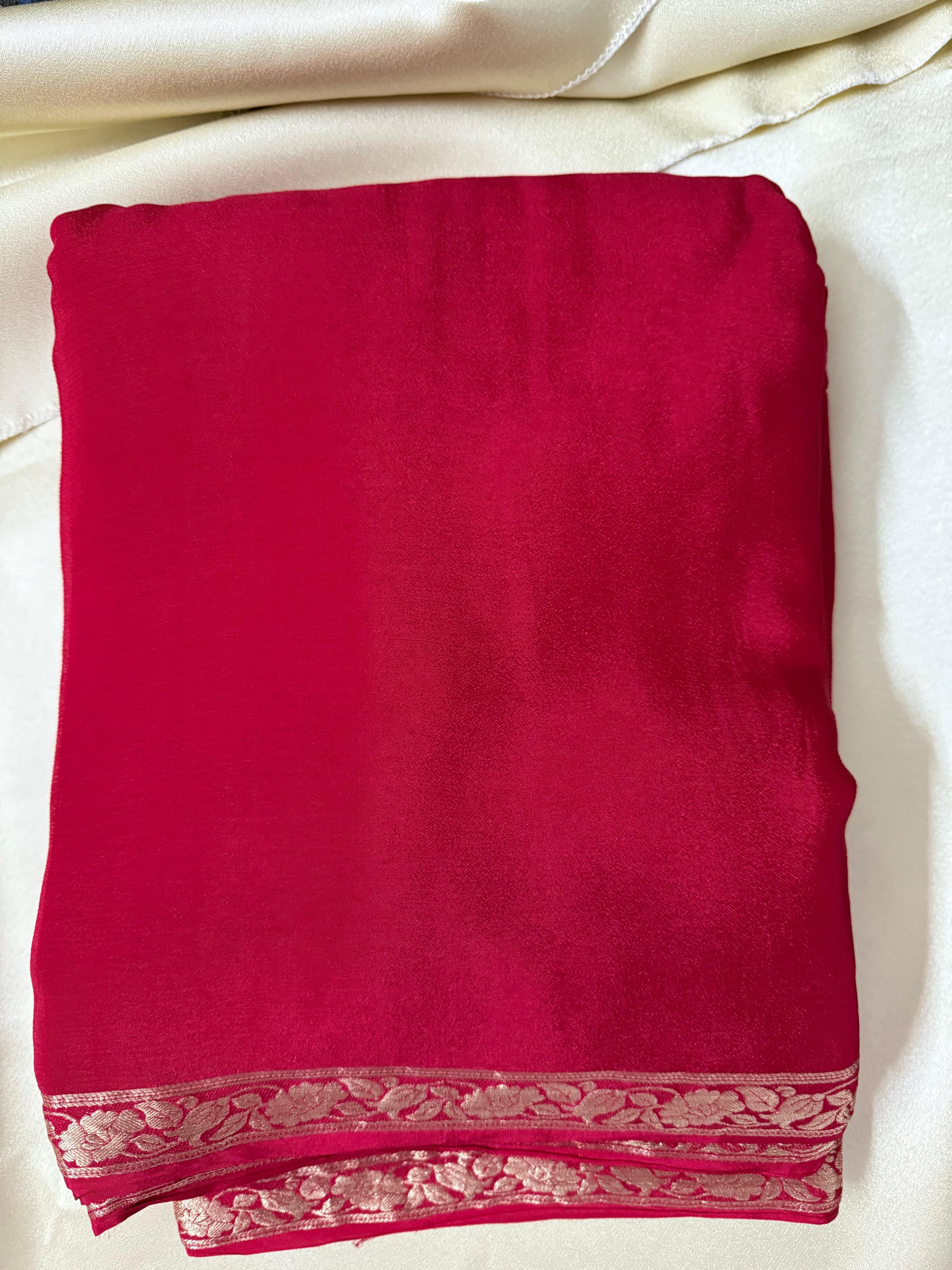 Crepe Silk Saree with Brocade