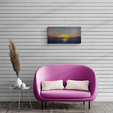 Peinture murale crépuscule de l'artiste peintre André Cimon