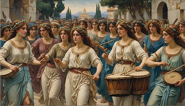 women drumming procession.png