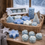 Miniature : Frosted Blue Snowflake beeswax pillar candle