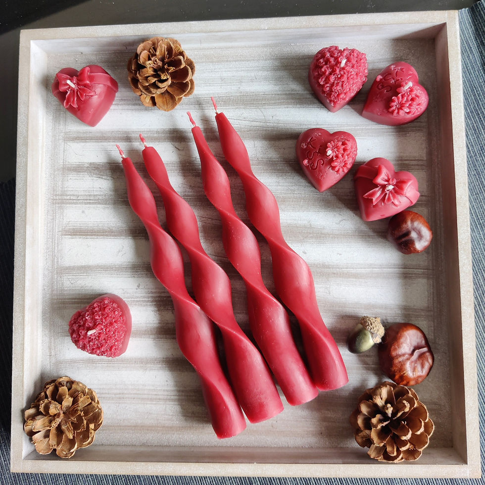 Thumbnail: Twist beeswax taper candle - Set of 2 or 4 - Wine red