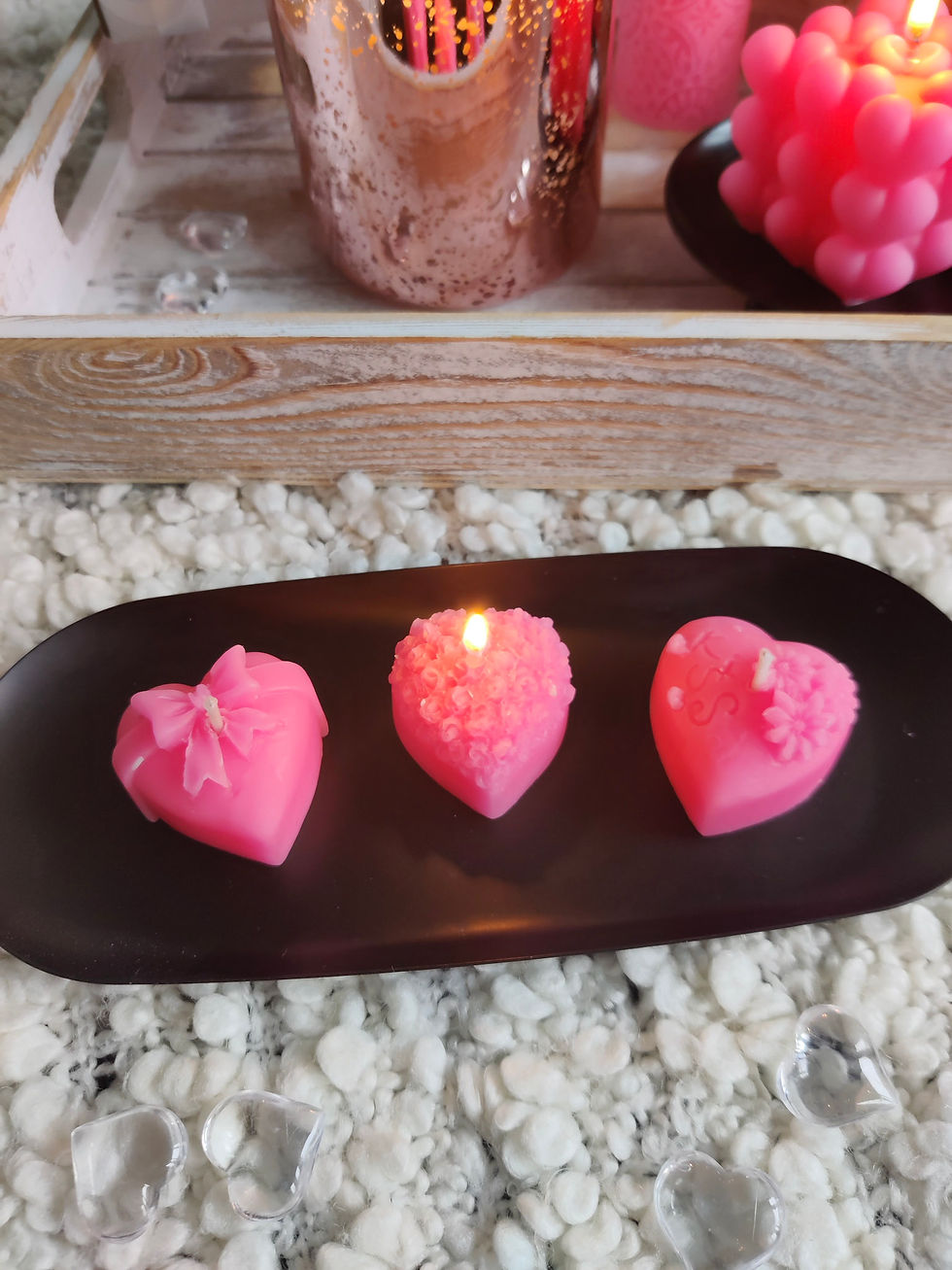 Miniature : Pink Mini Hearts beeswax candles - Set of 3, 5, 7, 10, gift box