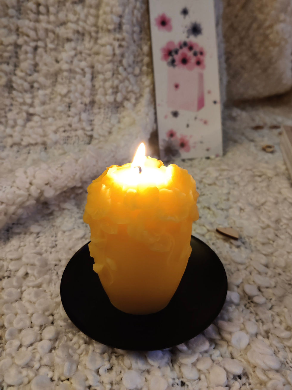 Miniature : Floral Romance beeswax candle gift set - yellow