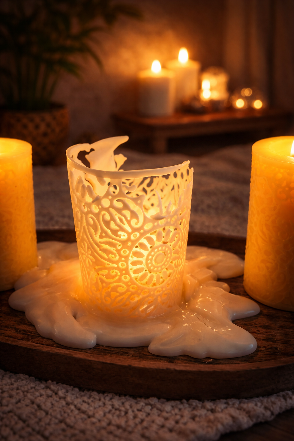 Miniature : Mandala beeswax and rapeeed candle