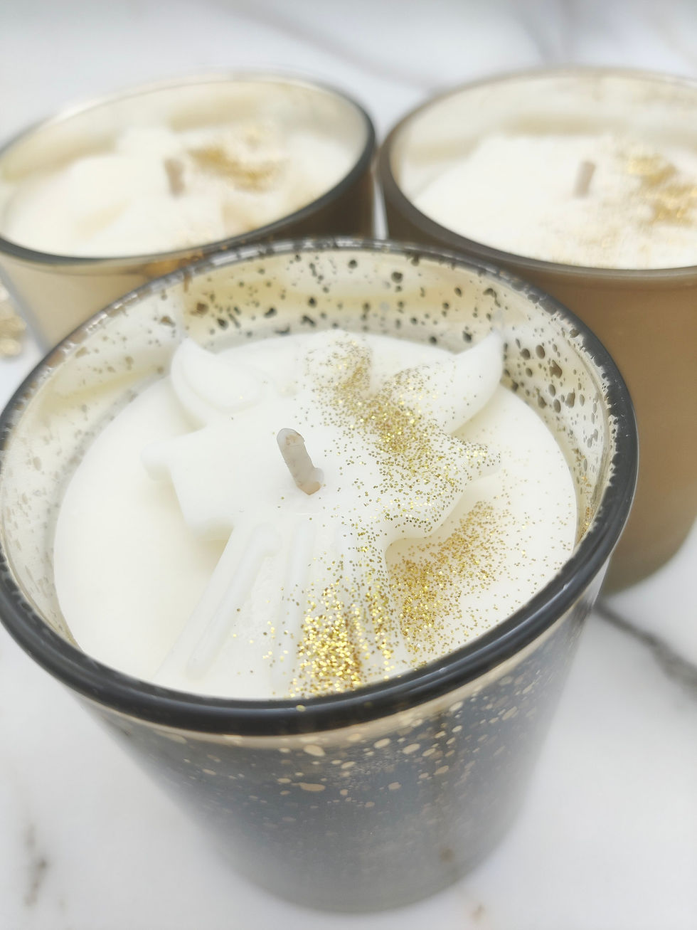 Miniature : Christmas sparkly rapeseed candle - gold