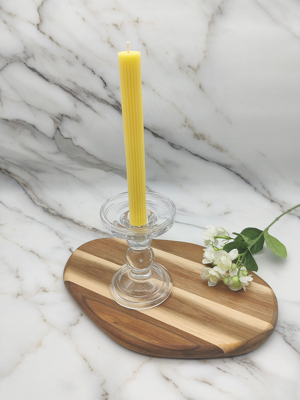 Miniature : Ribbed Pillar beeswax taper candle - Set of 2, 4, 6, 8