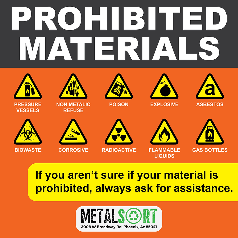 Infographic of prohibited materials that we do not purchase.