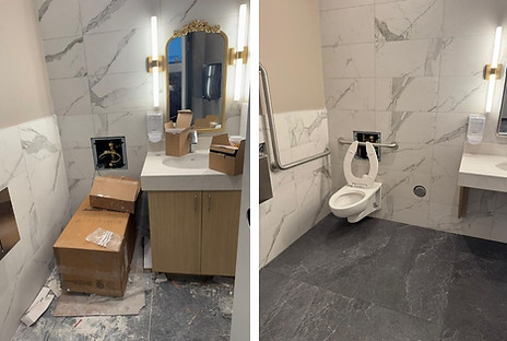 Bathroom before and after post renovation cleaning