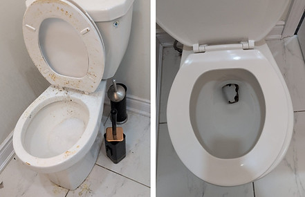 Bathroom toilet before and after deep cleaning