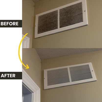 Before and after photos of vent during move out clean.