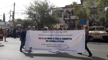 En contra del establecimiento de la mina de cobre en Samalayuca, Municipio de Juárez, Chihuahua