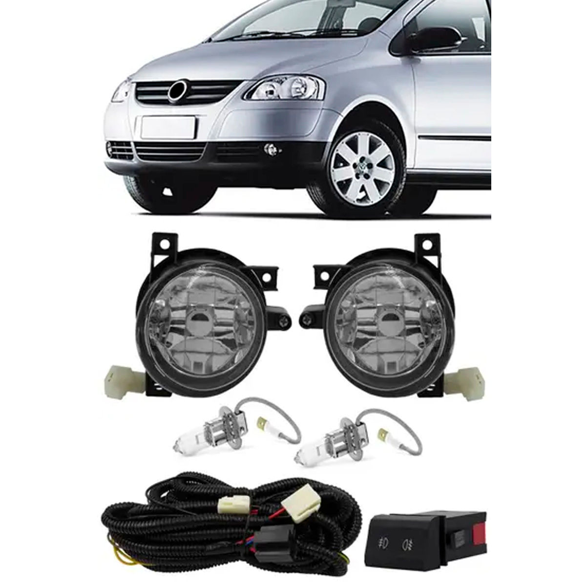 Kit Farol Milha Fox SpaceFox 2003/2009 Botão Original Painel