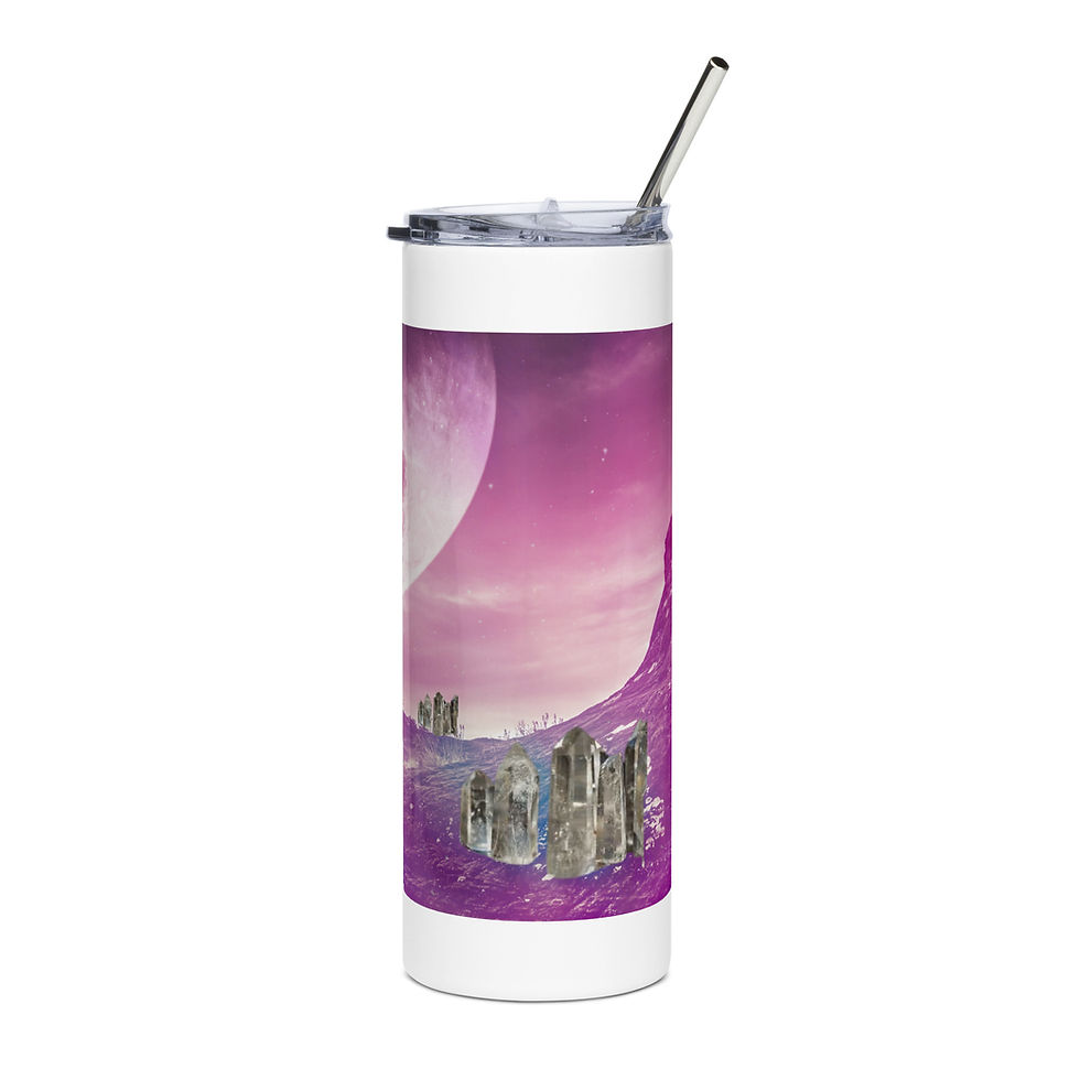 Moon and Crystals Stainless steel tumbler