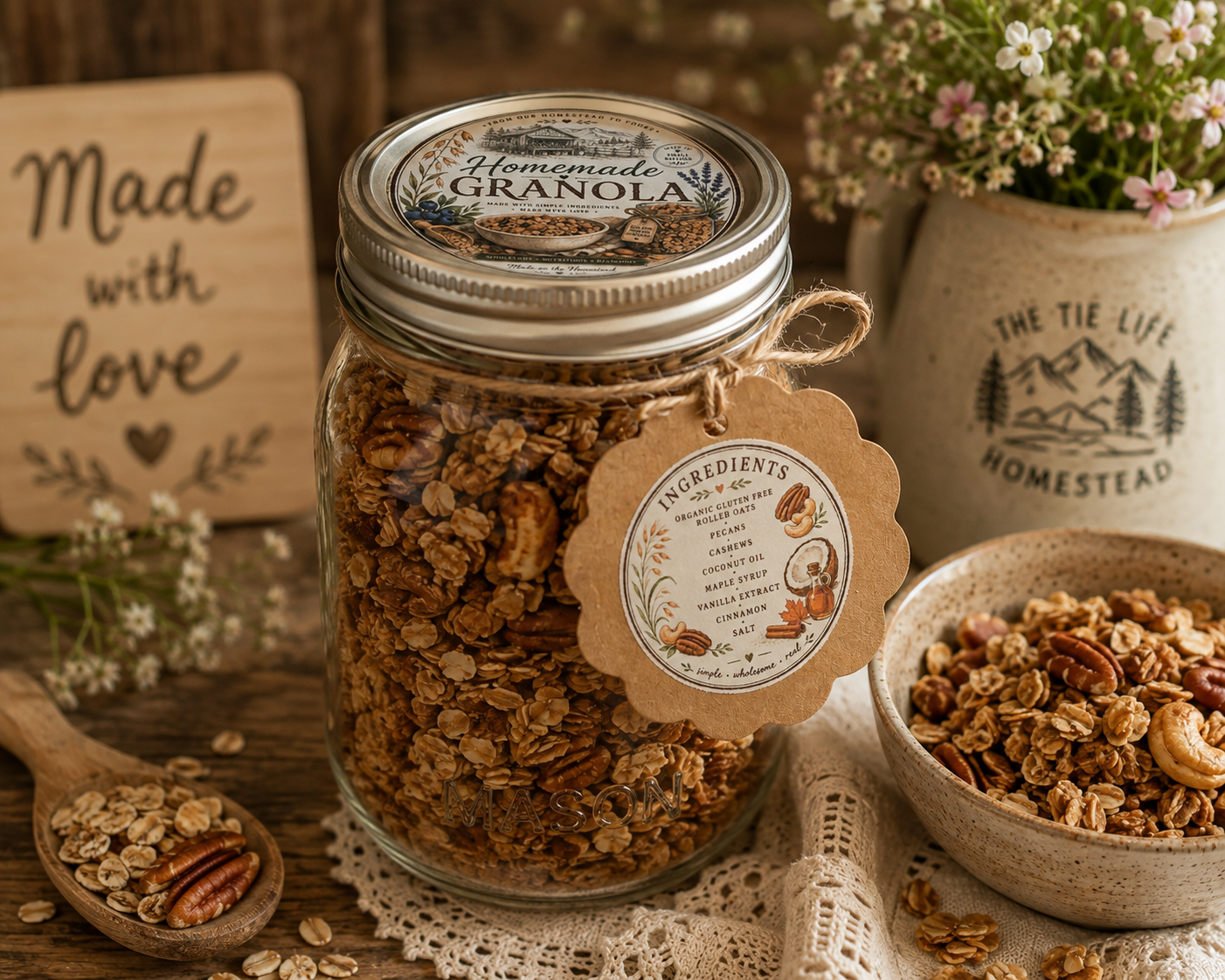 Homestead Granola 1 litre Mason Jar