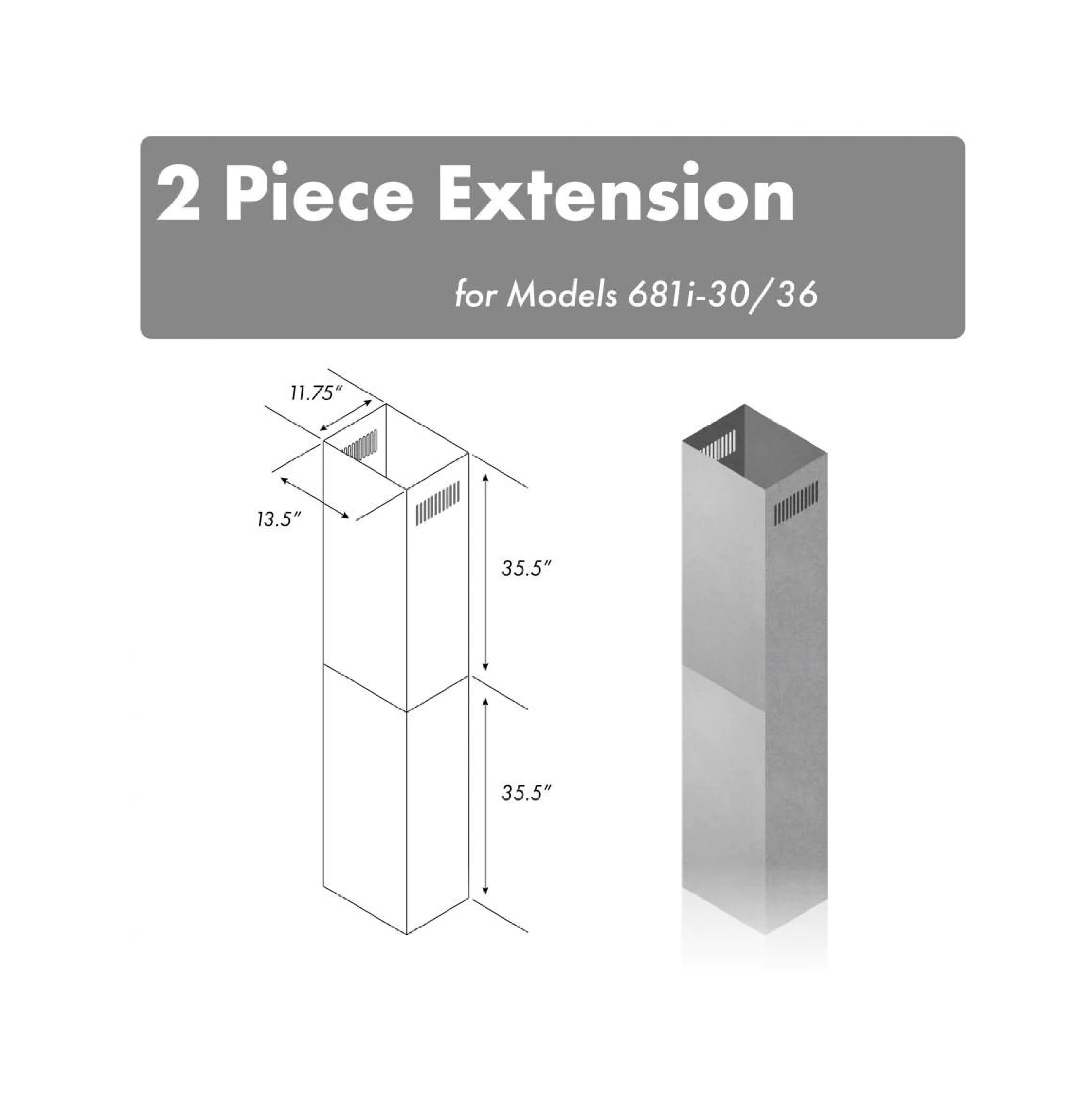 ZLINE 71" Extended Chimney (2PCEXT-681i-30/36)