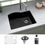 Thumbnail: Karran Undermount Quartz Composite 24" Single Bowl Kitchen Sink Kit in Black