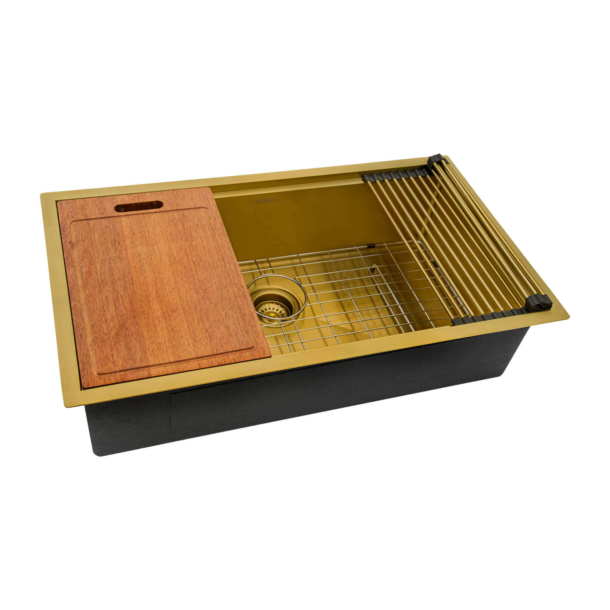 Ruvati 30-inch Matte Gold Workstation Undermount Single Bowl Kitchen Sink