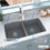 Thumbnail: Karran Undermount Quartz Composite 33" 50/50 Double Bowl Kitchen Sink Kit Grey