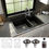 Thumbnail: Karran Top Mount Quartz 34" 1-Hole Double Bowl Kitchen Sink Kit in Black