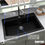 Thumbnail: Karran Top Mount 33" Large Single Bowl Quartz Workstation Kitchen Sink In Black