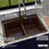 Thumbnail: Karran Drop-in Quartz Composite 33" 50/50 Double Bowl Kitchen Sink Kit in Brown