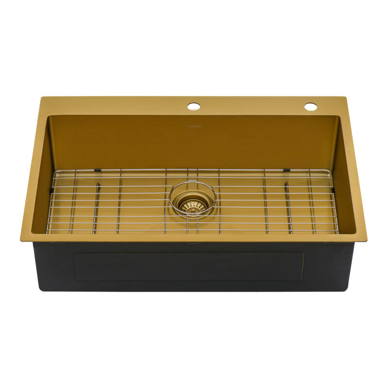 Ruvati 33 x 22 inch Matte Gold Stainless Steel Drop-in Single Bowl Kitchen Sink