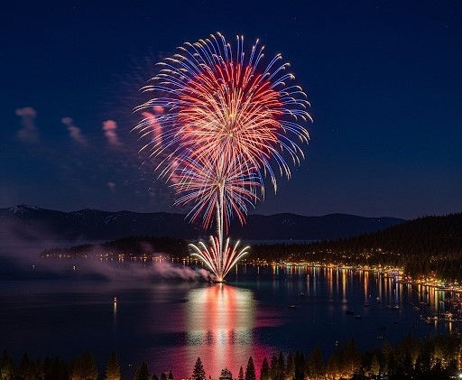 4th of July fireworks in Lake Tahoe