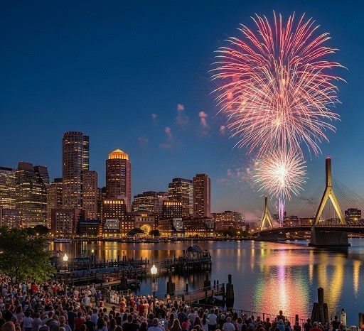 4th of July fireworks in Boston