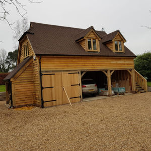 New build wooden Garage, Car port and first floor space