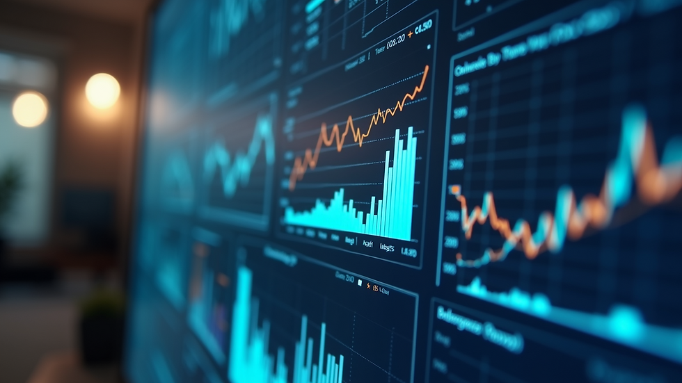 Close-up view of a digital dashboard showing business analytics