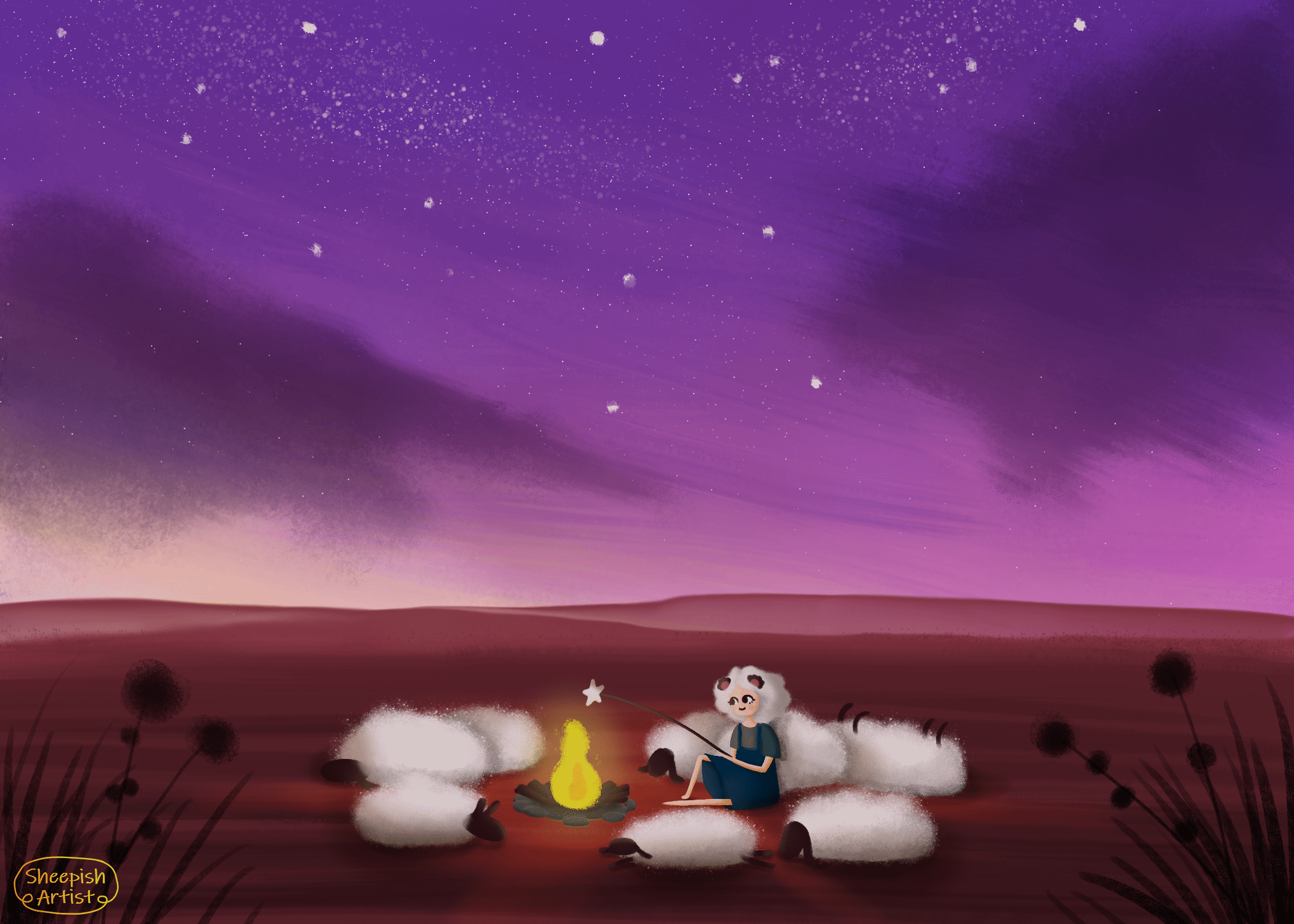 sheepish bonfire gif with sign.gif