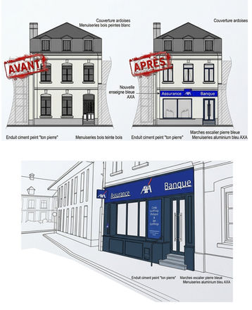 Création d’une agence AXA à Rue – plans de façade et aménagement d’un ERP assurances avec dossier sécurité et accessibilité PMR.