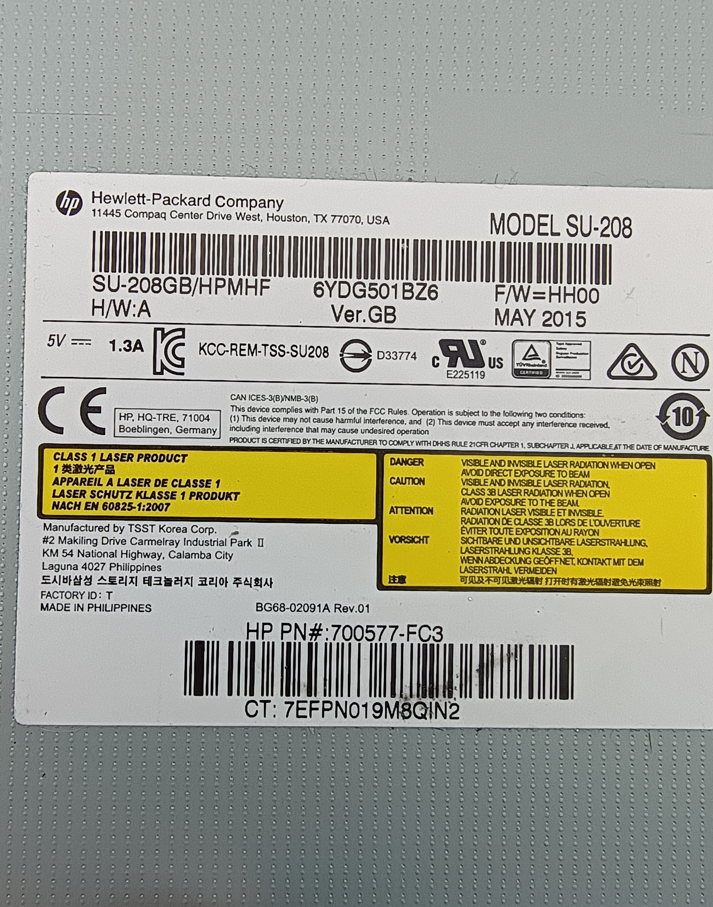 SATA powered HP optical drive