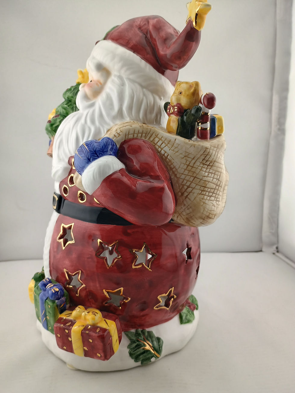 Thumbnail: Vintage 80s ceramic tea candle Santa