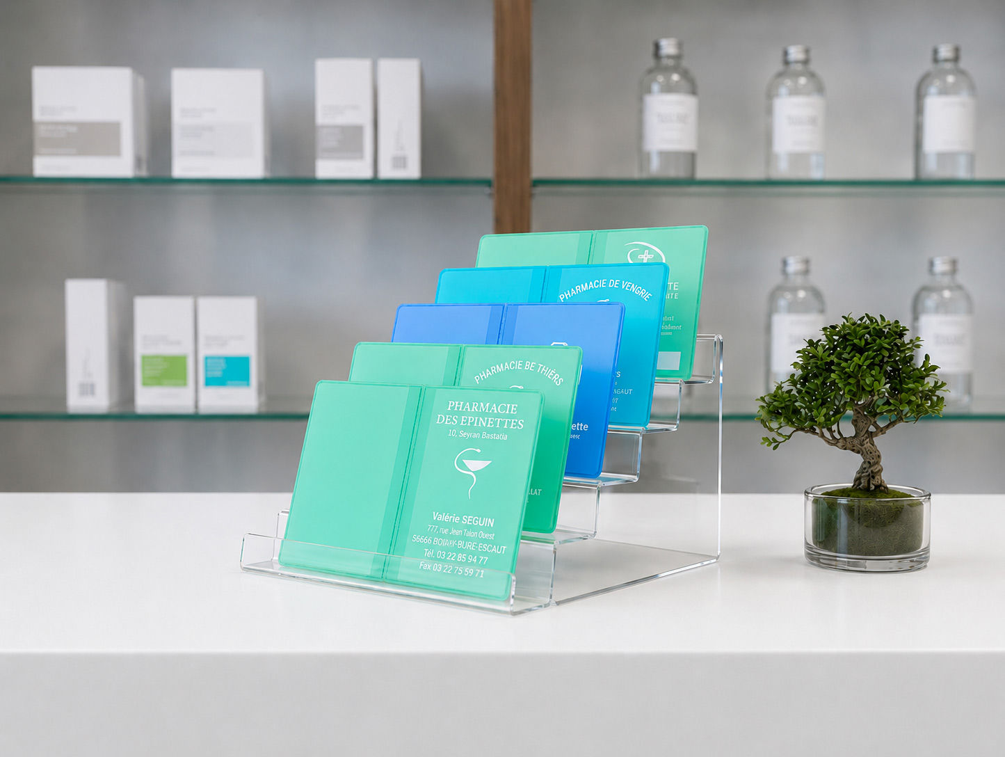Porte-cartes Vitale une couleur 2 volets personnalisé pour pharmacie par Simon et Cie