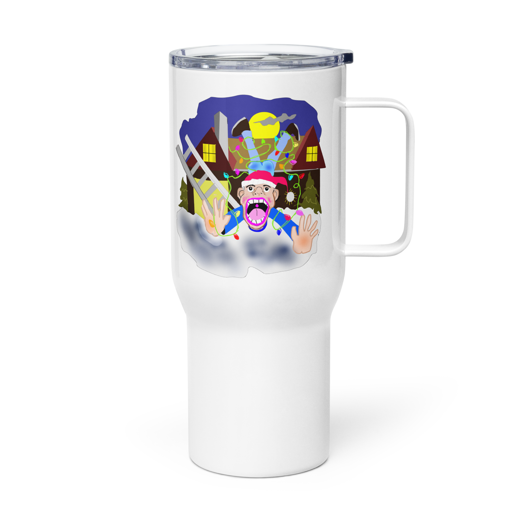Travel mug with a handle