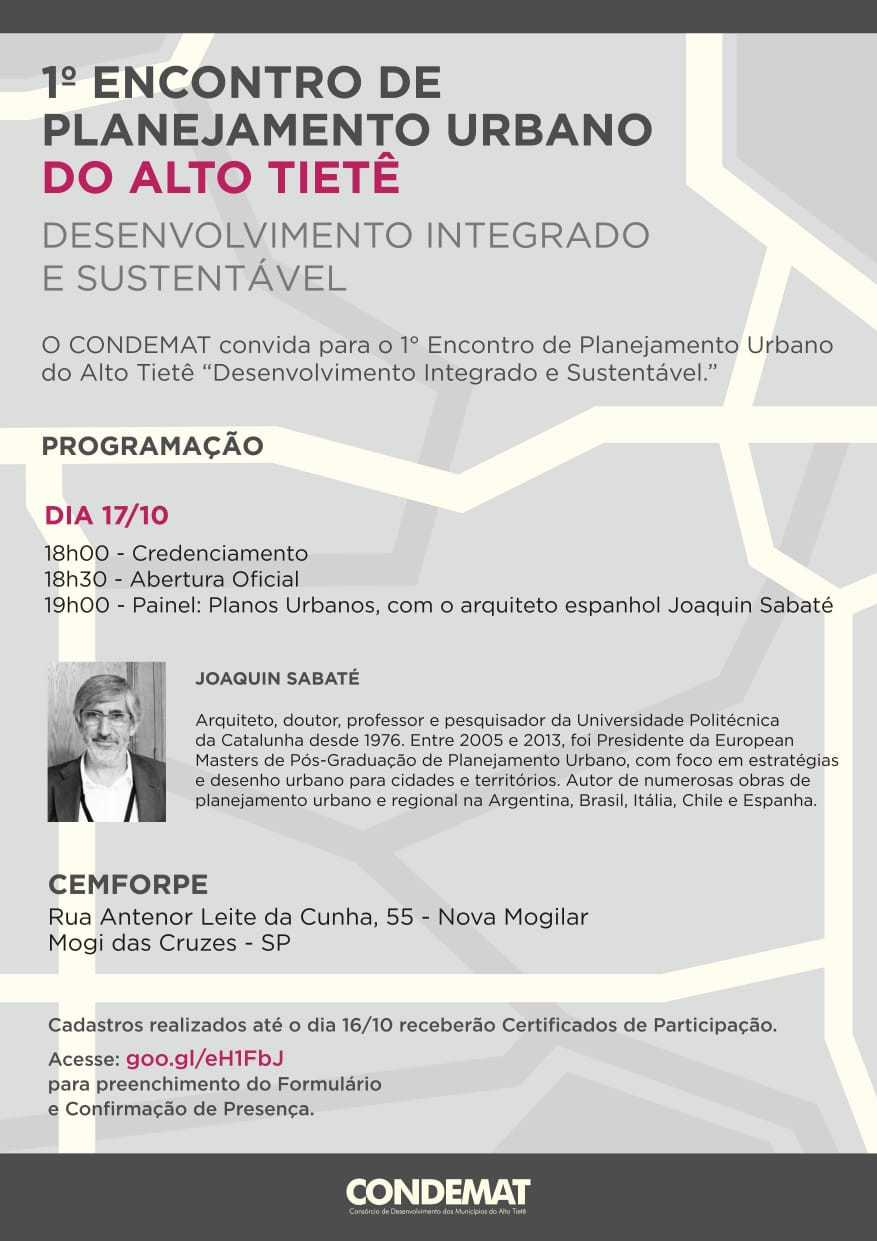Evento no Cemforpe terá a participação do arquiteto espanhol Joaquin Sabaté e marca início dos trabalhos para o Plano de Desenvolvimento Regional