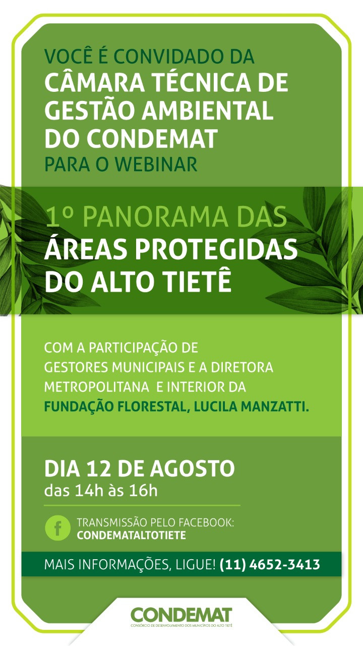 Seminário virtual promovido pelo CONDEMAT será nesta quarta-feira, com a participação da diretora da Fundação Florestal
