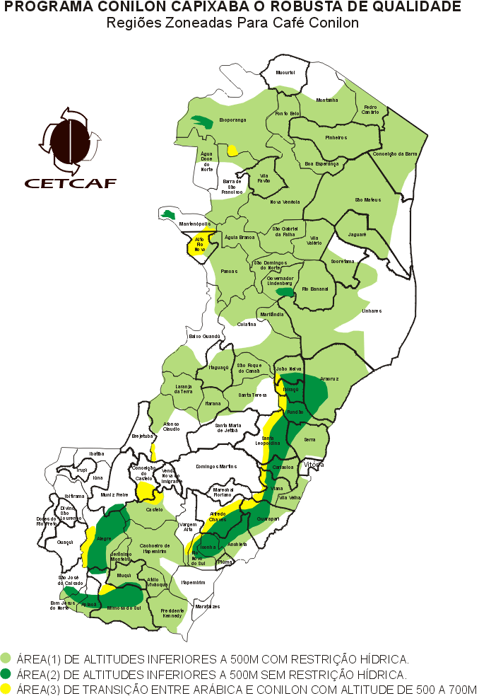 Mapa CETCAF Reg Zoneadas Cafe conilon.gi