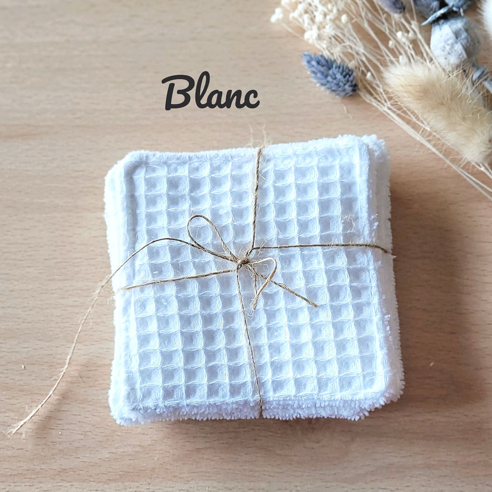 Miniature : lingettes lavables nid d abeille blanc