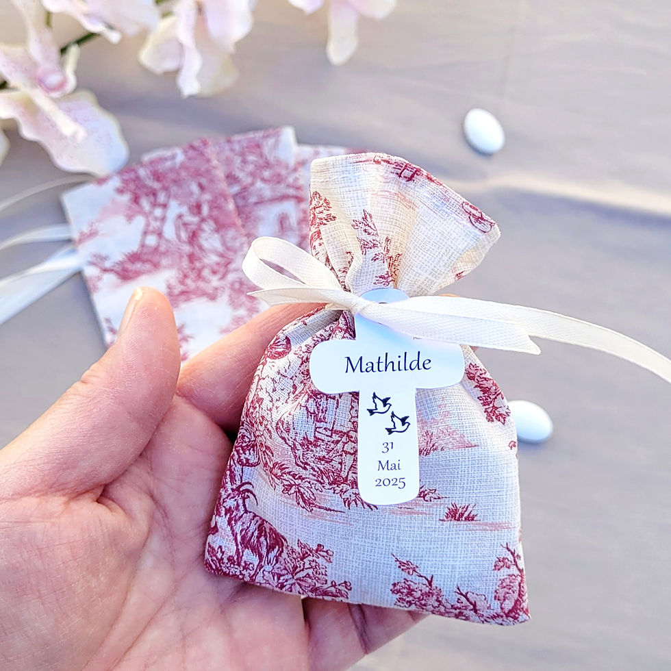 Miniature : BALLOTINS A DRAGEES EN TOILE DE JOUY BORDEAUX