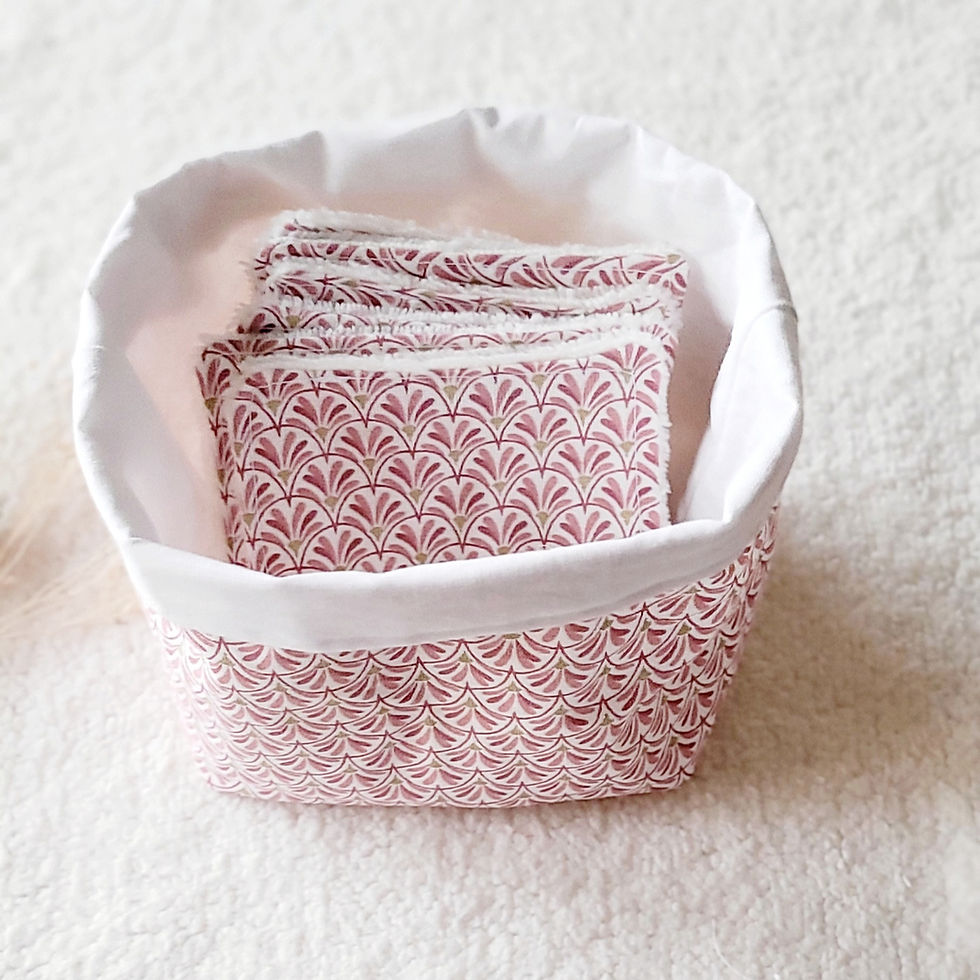 Miniature : lingettes lavables coton rose et éponge bambou écru