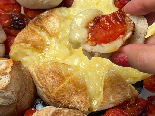 Air Fryer Brie & Roasted Garlic Tomato Dip