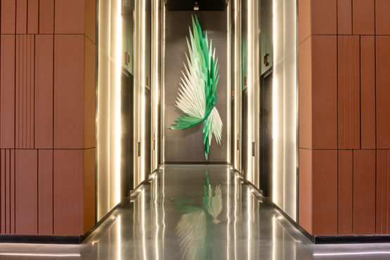 Interior lobby clad in natural terracotta by Telling 